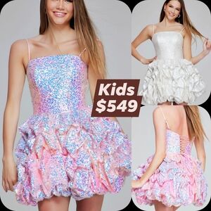 Jovani Kids Dress in Pink and White